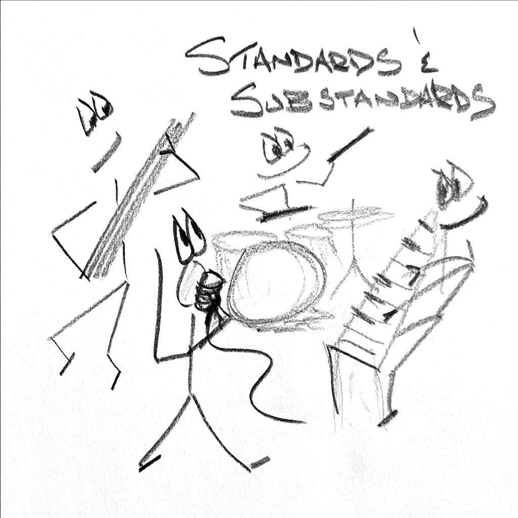 from L-R: Tim, bass; Caryn, vocals; Matt, drums; Adam, keys (artist's rendering)